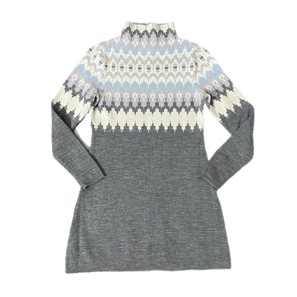 Icelandic Design 100% Merino Wool Pastel Fair Isle Mock Neck Tunic